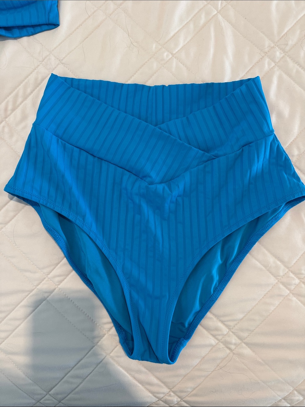 Aerie Blue Ribbed High-Waist Bikini Set - Picture 4 of 5